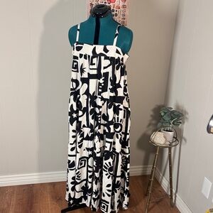 Abel the Label Black and White Geometric Strappy Maxi Dress Size XL